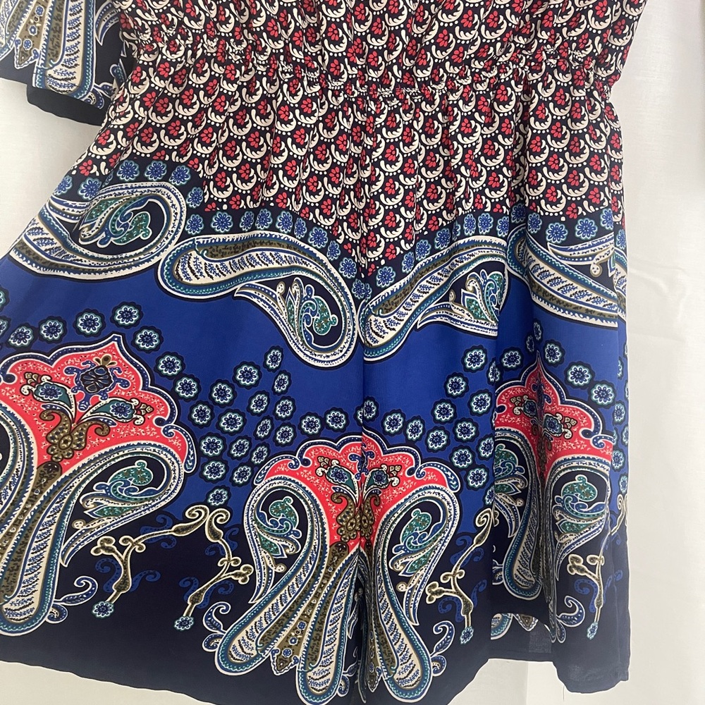 💫Short black, blue, red and white dress